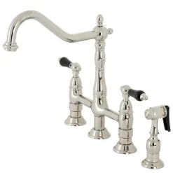 Kingston Brass KS127XPKLBS-P Duchess Bridge Kitchen Faucet with Brass Sprayer