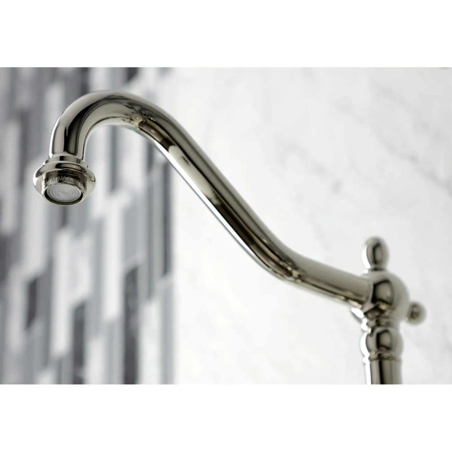 Kingston Brass KS124XPKLBS-P Duchess Two-Handle Wall Mount Bridge Kitchen Faucet with Brass Sprayer