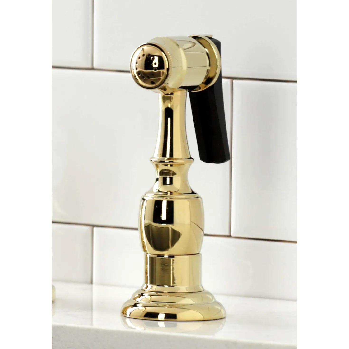 Kingston Brass KS279XPKLBS-P Duchess Widespread Kitchen Faucet with Brass Sprayer