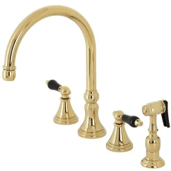 Kingston Brass KS279XPKLBS-P Duchess Widespread Kitchen Faucet with Brass Sprayer