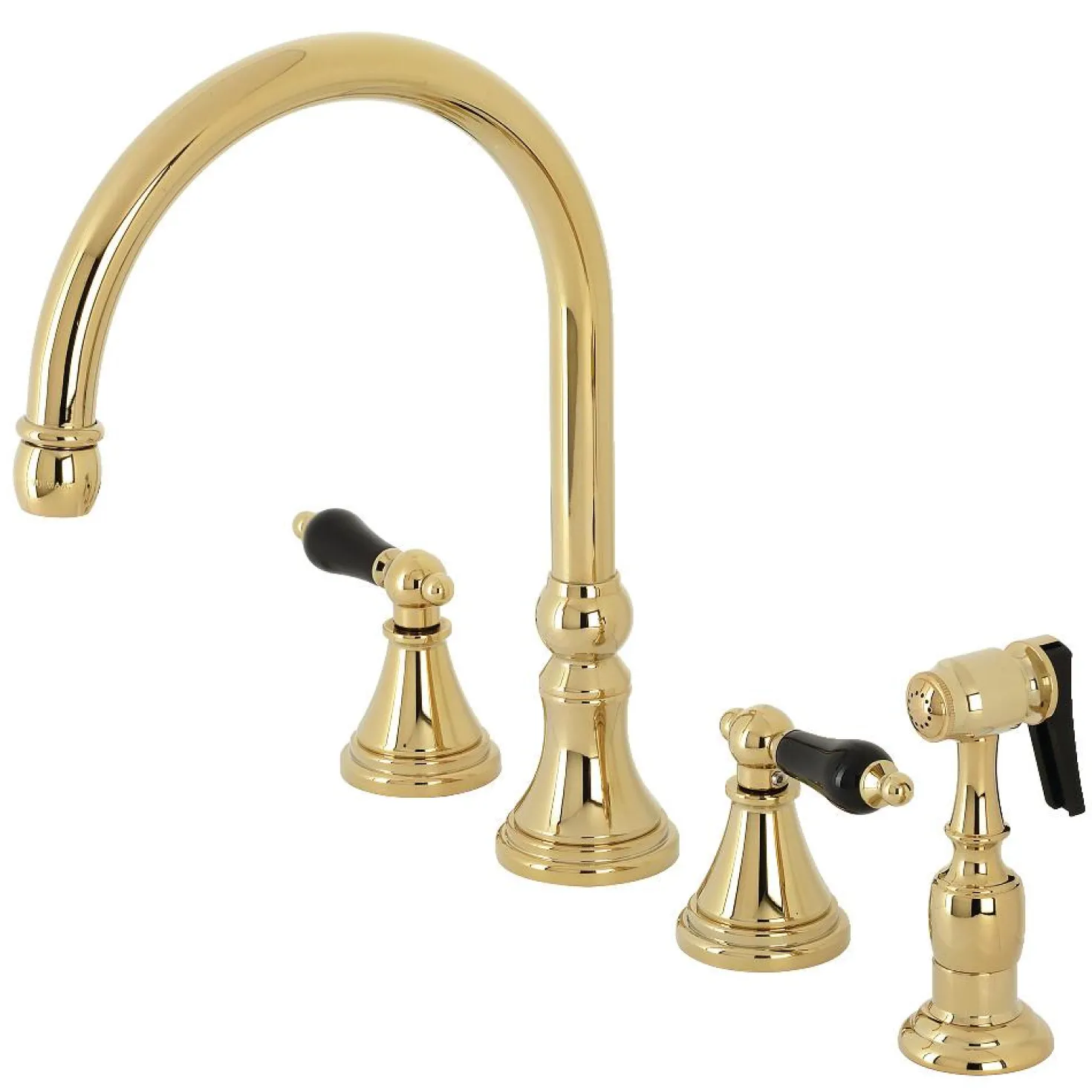 Kingston Brass KS279XPKLBS-P Duchess Widespread Kitchen Faucet with Brass Sprayer
