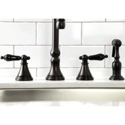 Kingston Brass KS279XPKLBS-P Duchess Widespread Kitchen Faucet with Brass Sprayer