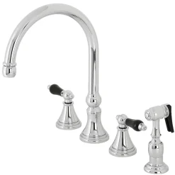 Kingston Brass KS279XPKLBS-P Duchess Widespread Kitchen Faucet with Brass Sprayer