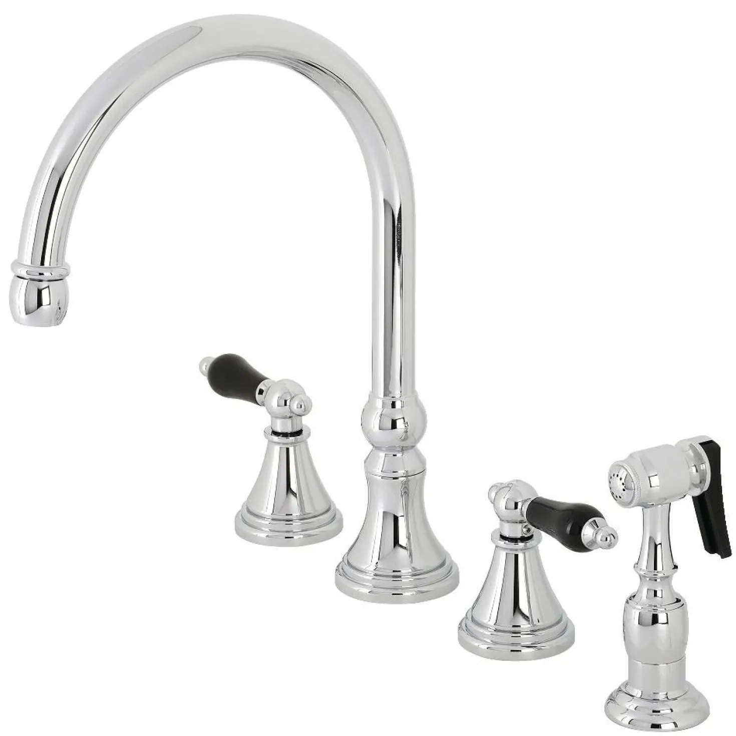 Kingston Brass KS279XPKLBS-P Duchess Widespread Kitchen Faucet with Brass Sprayer