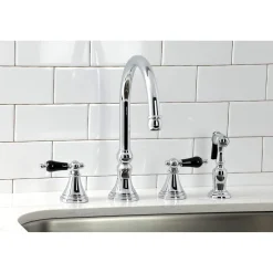Kingston Brass KS279XPKLBS-P Duchess Widespread Kitchen Faucet with Brass Sprayer