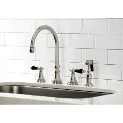 Kingston Brass KS279XPKLBS-P Duchess Widespread Kitchen Faucet with Brass Sprayer
