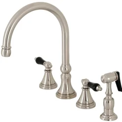 Kingston Brass KS279XPKLBS-P Duchess Widespread Kitchen Faucet with Brass Sprayer