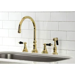 Kingston Brass KS279XPKLBS-P Duchess Widespread Kitchen Faucet with Brass Sprayer