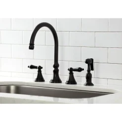 Kingston Brass KS279XPKLBS-P Duchess Widespread Kitchen Faucet with Brass Sprayer