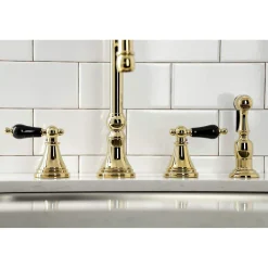 Kingston Brass KS279XPKLBS-P Duchess Widespread Kitchen Faucet with Brass Sprayer