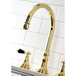 Kingston Brass KS279XPKLBS-P Duchess Widespread Kitchen Faucet with Brass Sprayer