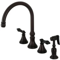 Kingston Brass KS279XPKLBS-P Duchess Widespread Kitchen Faucet with Brass Sprayer