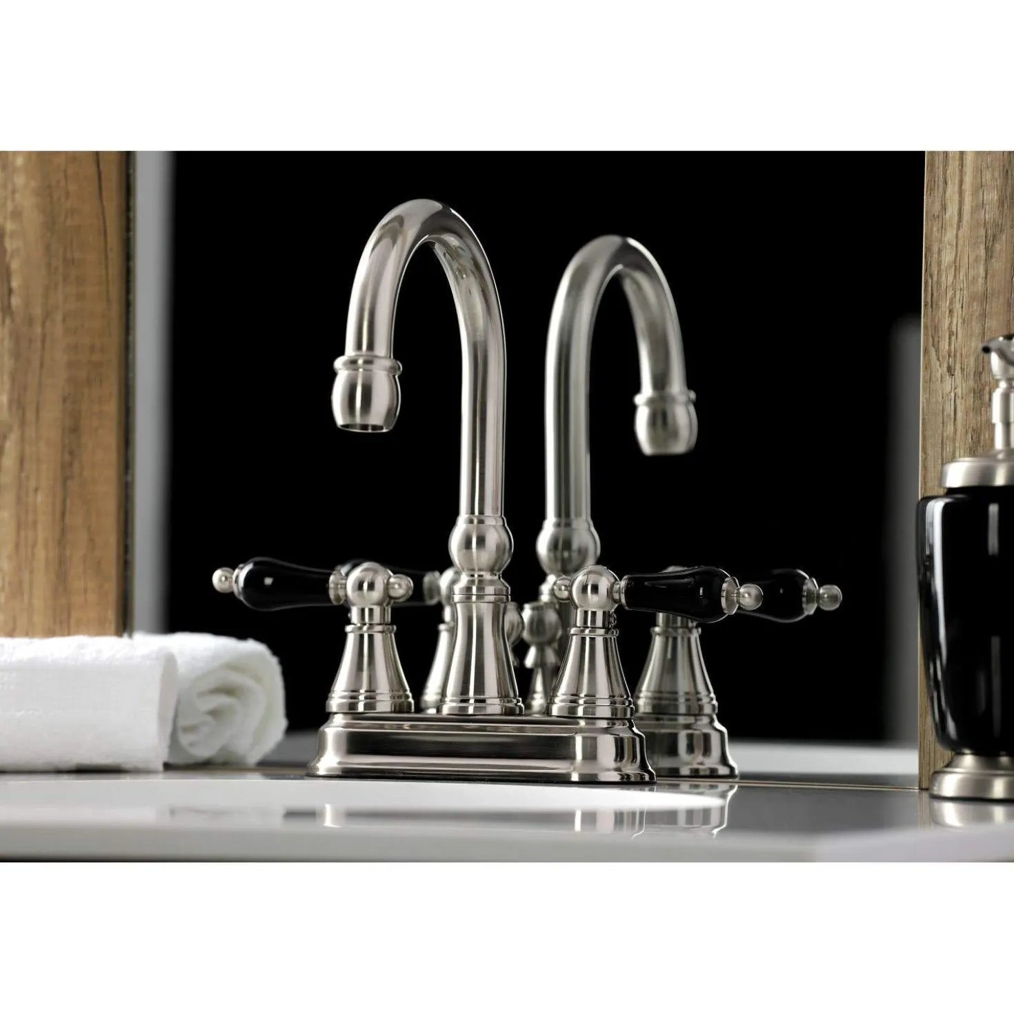 Kingston Brass KS261XPKL-P Duchess 4 in. Centerset Bathroom Faucet with Brass Pop-Up