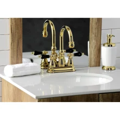 Kingston Brass KS261XPKL-P Duchess 4 in. Centerset Bathroom Faucet with Brass Pop-Up