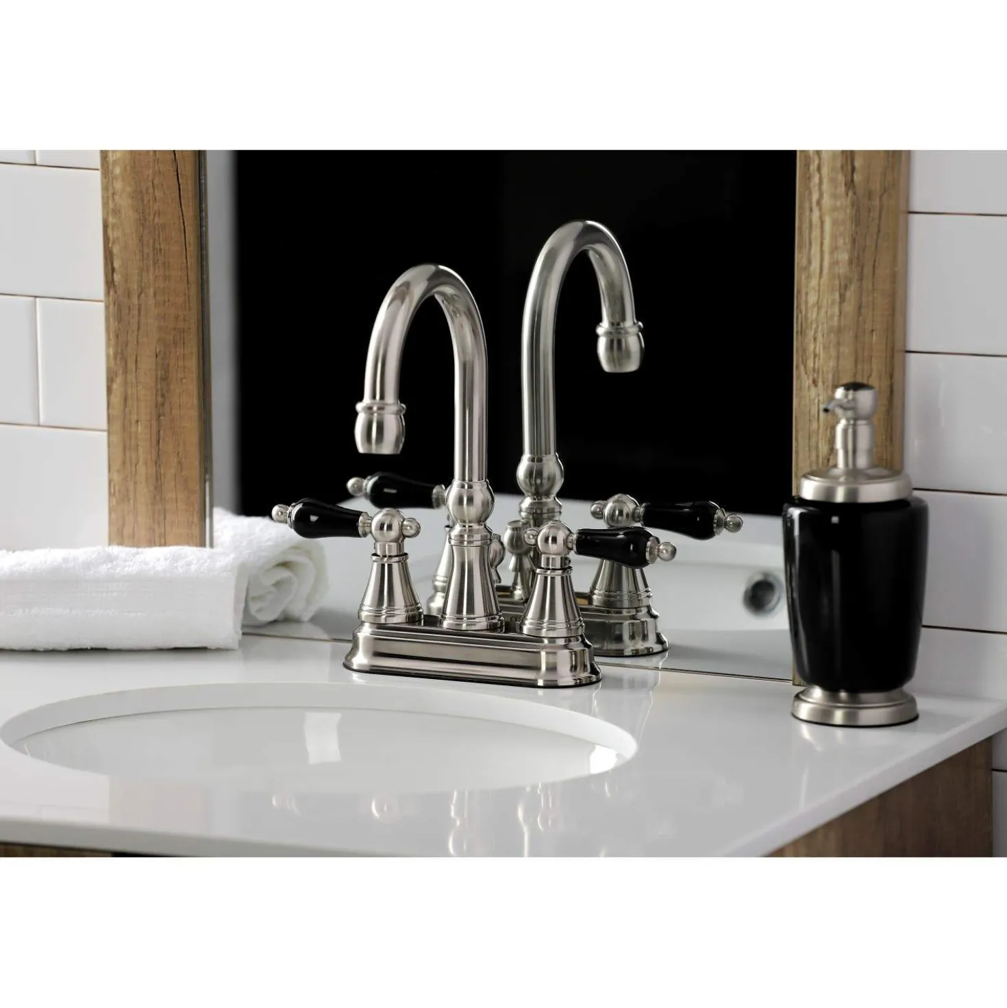 Kingston Brass KS261XPKL-P Duchess 4 in. Centerset Bathroom Faucet with Brass Pop-Up