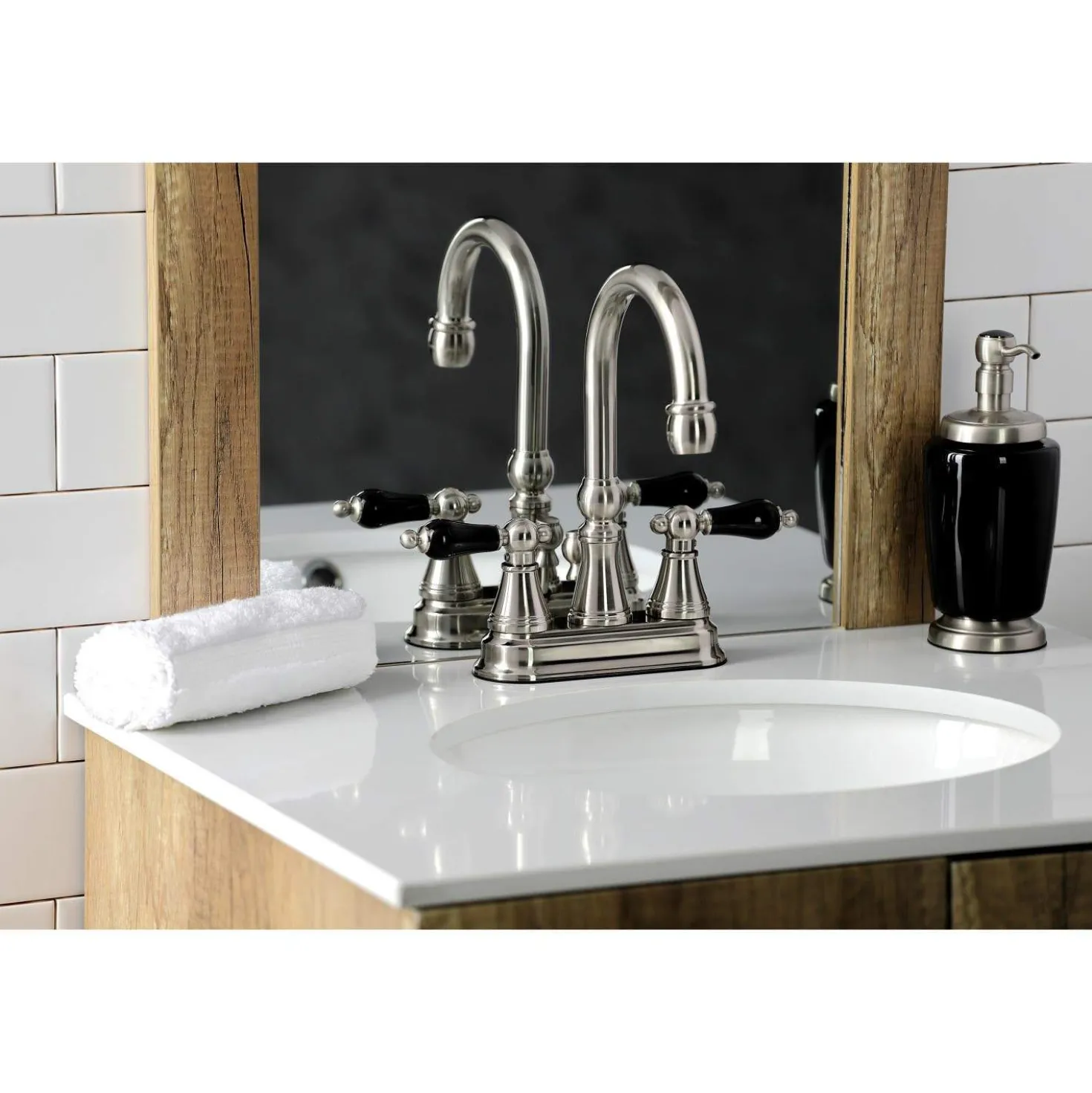 Kingston Brass KS261XPKL-P Duchess 4 in. Centerset Bathroom Faucet with Brass Pop-Up