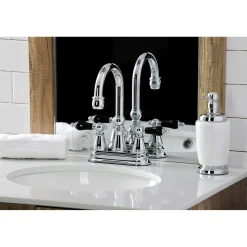 Kingston Brass KS261XPKL-P Duchess 4 in. Centerset Bathroom Faucet with Brass Pop-Up