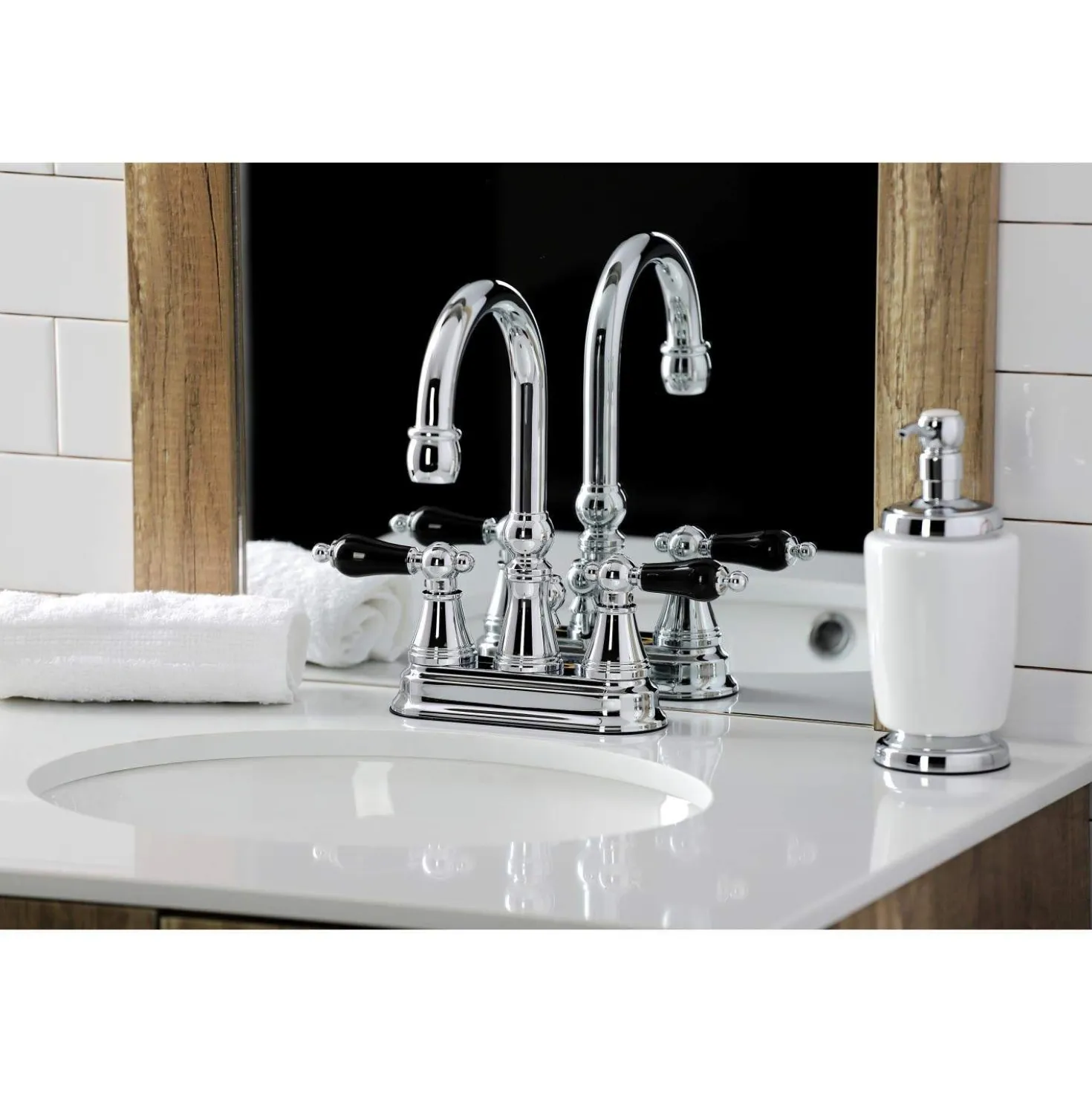 Kingston Brass KS261XPKL-P Duchess 4 in. Centerset Bathroom Faucet with Brass Pop-Up