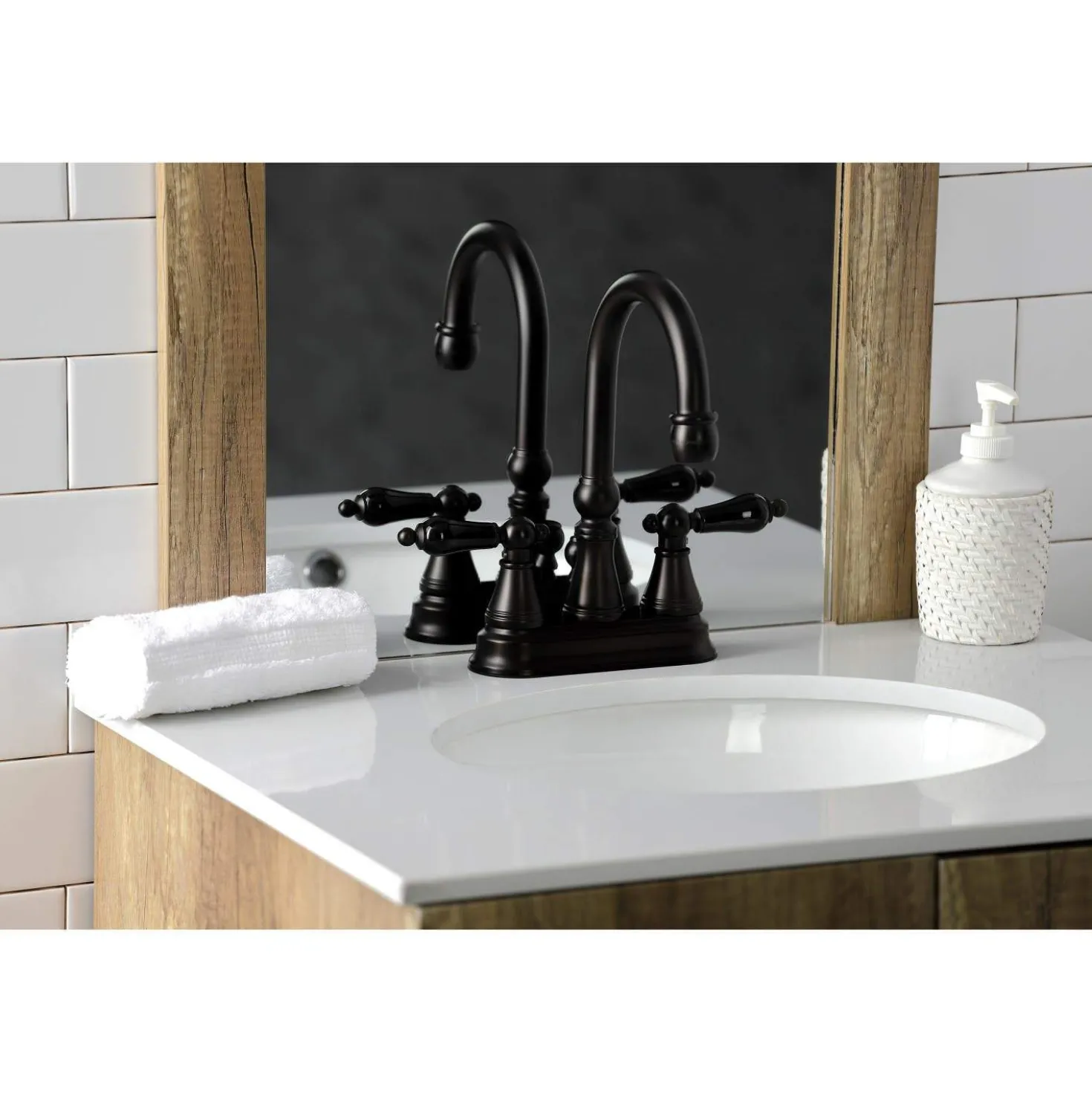 Kingston Brass KS261XPKL-P Duchess 4 in. Centerset Bathroom Faucet with Brass Pop-Up