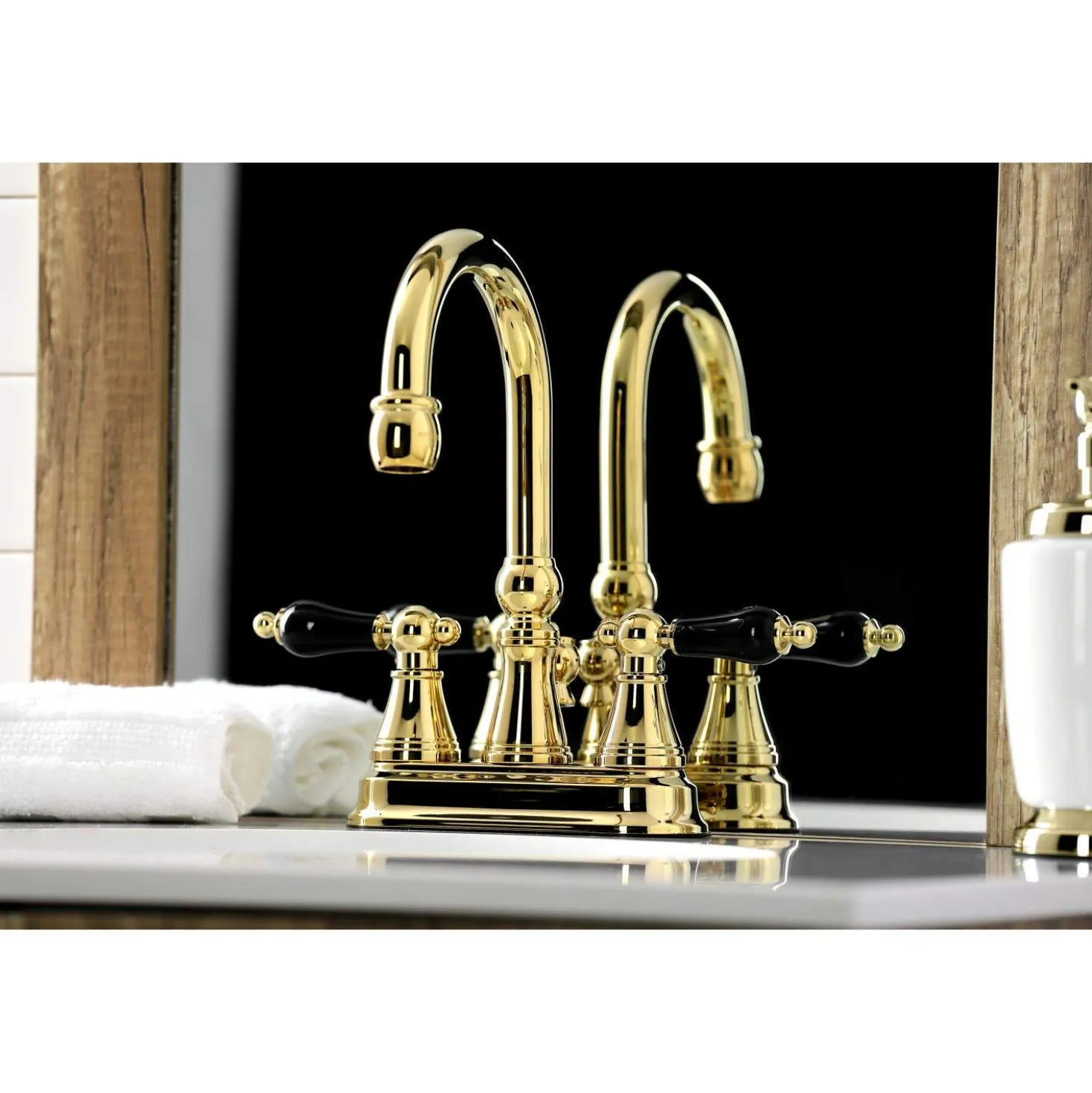 Kingston Brass KS261XPKL-P Duchess 4 in. Centerset Bathroom Faucet with Brass Pop-Up