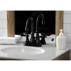 Kingston Brass KS261XPKL-P Duchess 4 in. Centerset Bathroom Faucet with Brass Pop-Up