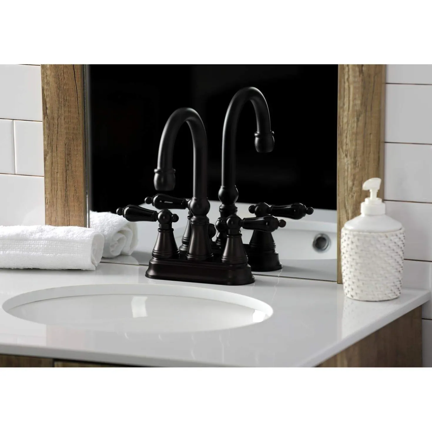 Kingston Brass KS261XPKL-P Duchess 4 in. Centerset Bathroom Faucet with Brass Pop-Up