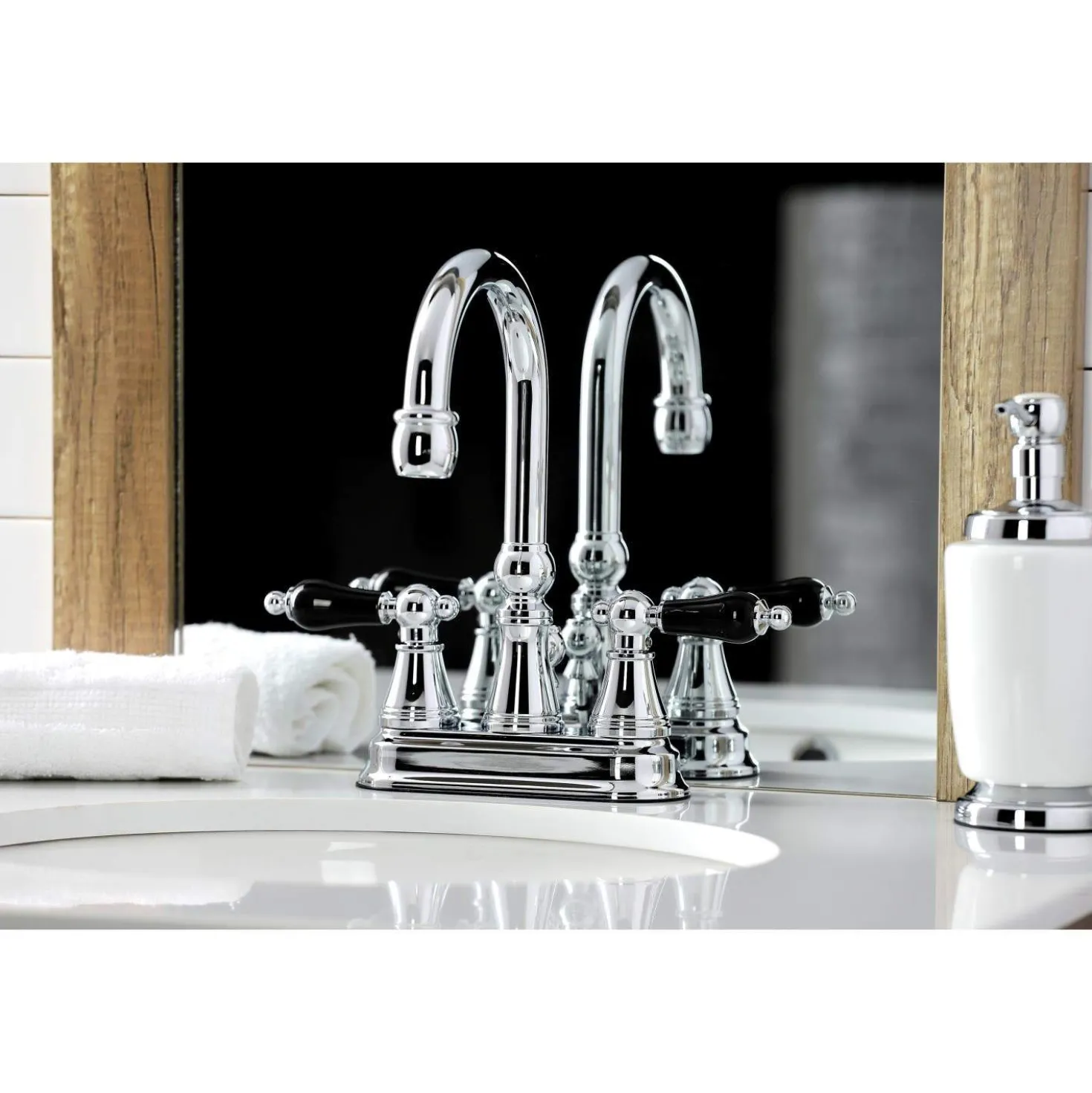 Kingston Brass KS261XPKL-P Duchess 4 in. Centerset Bathroom Faucet with Brass Pop-Up