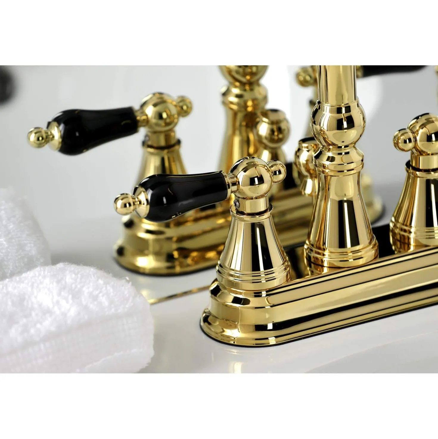 Kingston Brass KS261XPKL-P Duchess 4 in. Centerset Bathroom Faucet with Brass Pop-Up