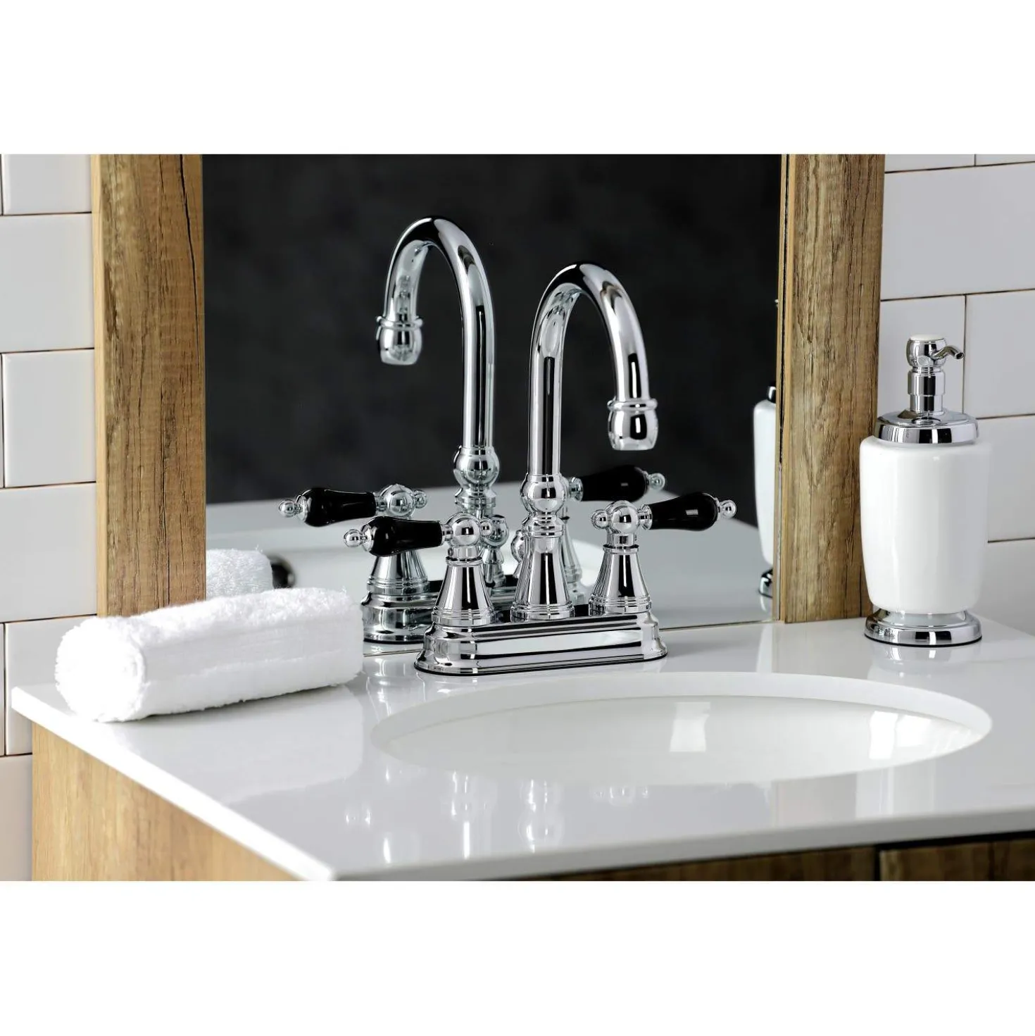 Kingston Brass KS261XPKL-P Duchess 4 in. Centerset Bathroom Faucet with Brass Pop-Up