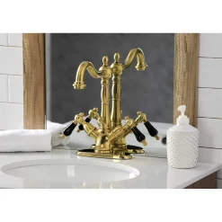 Kingston Brass KS143XPKL-P Duchess Two-Handle Bathroom Faucet with Brass Pop-Up and Cover Plate