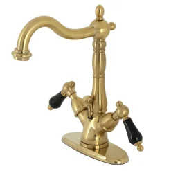 Kingston Brass KS143XPKL-P Duchess Two-Handle Bathroom Faucet with Brass Pop-Up and Cover Plate