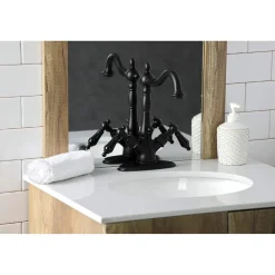 Kingston Brass KS143XPKL-P Duchess Two-Handle Bathroom Faucet with Brass Pop-Up and Cover Plate