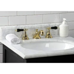 Kingston Brass KS556XPKL-P Duchess Widespread Bathroom Faucet with Brass Pop-Up
