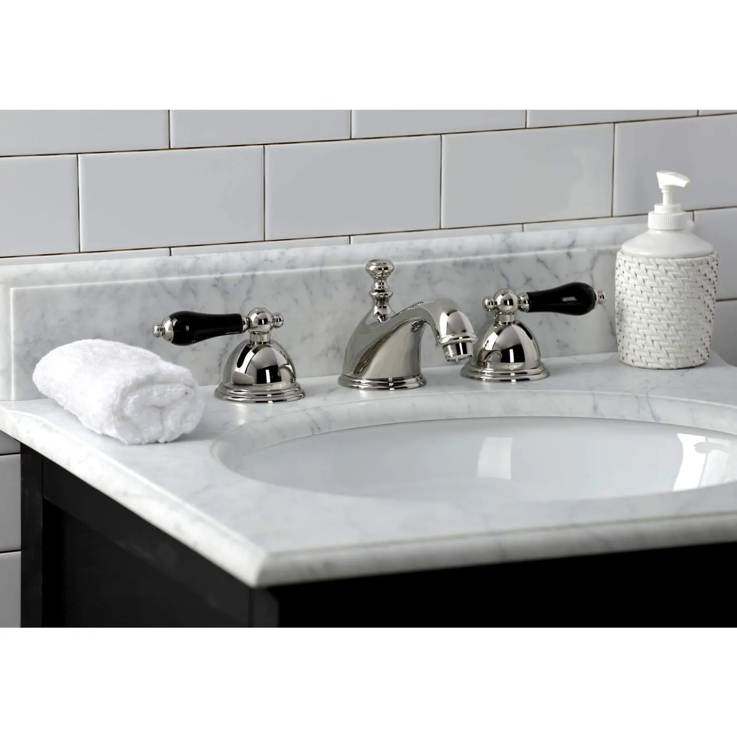 Kingston Brass KS396XPKL-P Duchess Widespread Bathroom Faucet with Brass Pop-Up