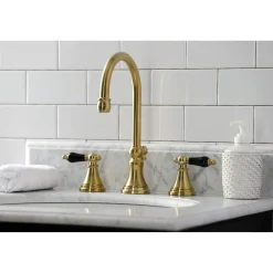 Kingston Brass KS298XPKL-P Duchess Widespread Bathroom Faucet with Brass Pop-Up