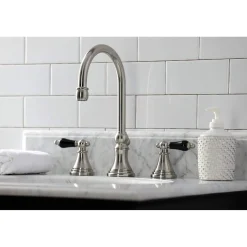 Kingston Brass KS298XPKL-P Duchess Widespread Bathroom Faucet with Brass Pop-Up