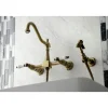 Kingston Brass KS124XPLBS-P Heritage Two-Handle Wall Mount Bridge Kitchen Faucet with Brass Sprayer