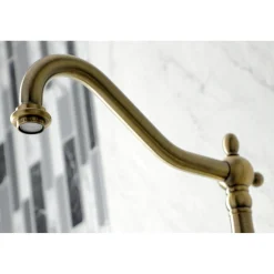 Kingston Brass KS124XPXBS-P Heritage Two-Handle Wall Mount Bridge Kitchen Faucet with Brass Sprayer
