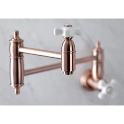 Kingston Brass KS310XPX-P Restoration Two-Handle Wall Mount Pot Filler