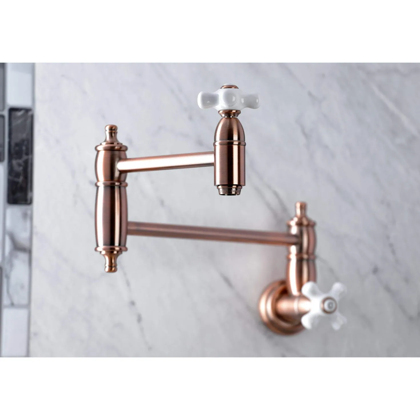 Kingston Brass KS310XPX-P Restoration Two-Handle Wall Mount Pot Filler