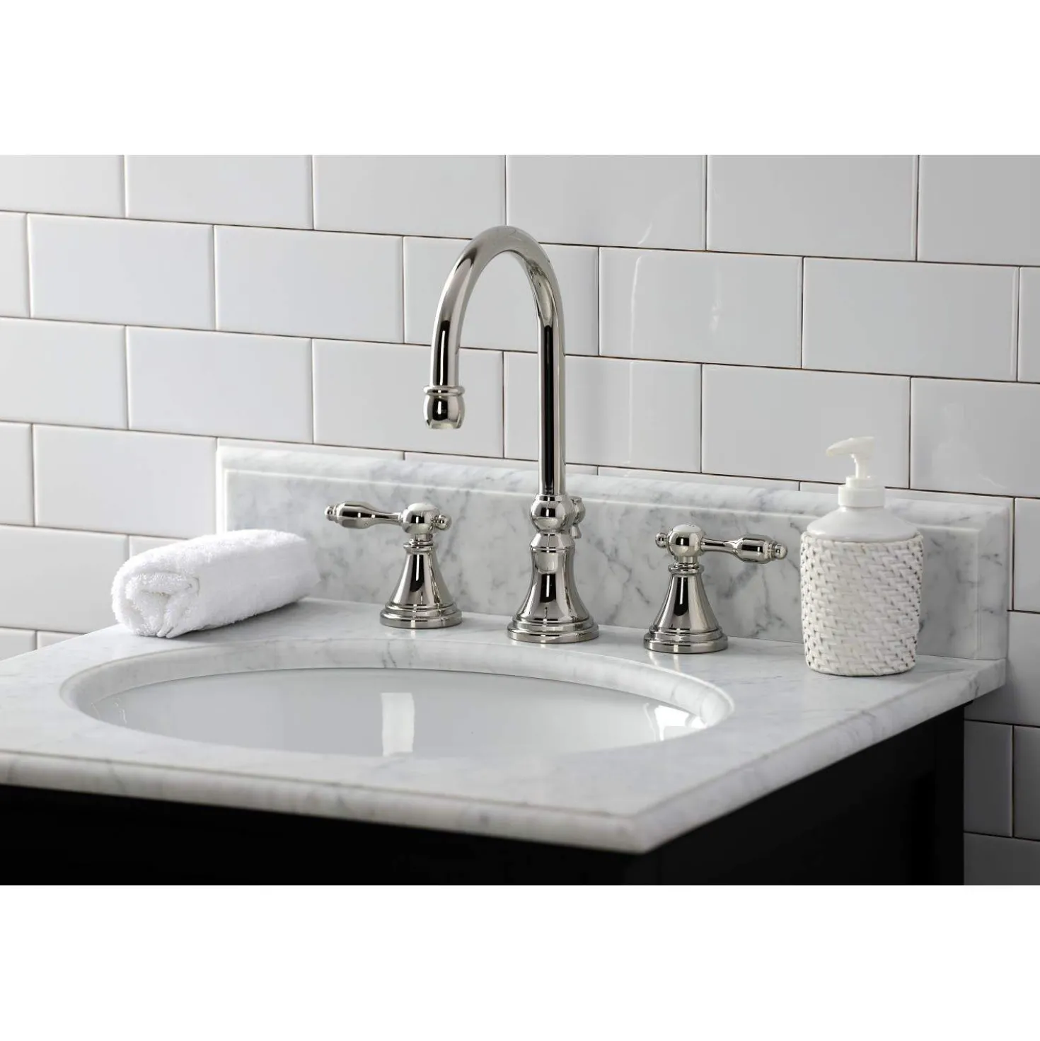 Kingston Brass KS298XTAL-P Tudor Widespread Bathroom Faucet with Brass Pop-Up