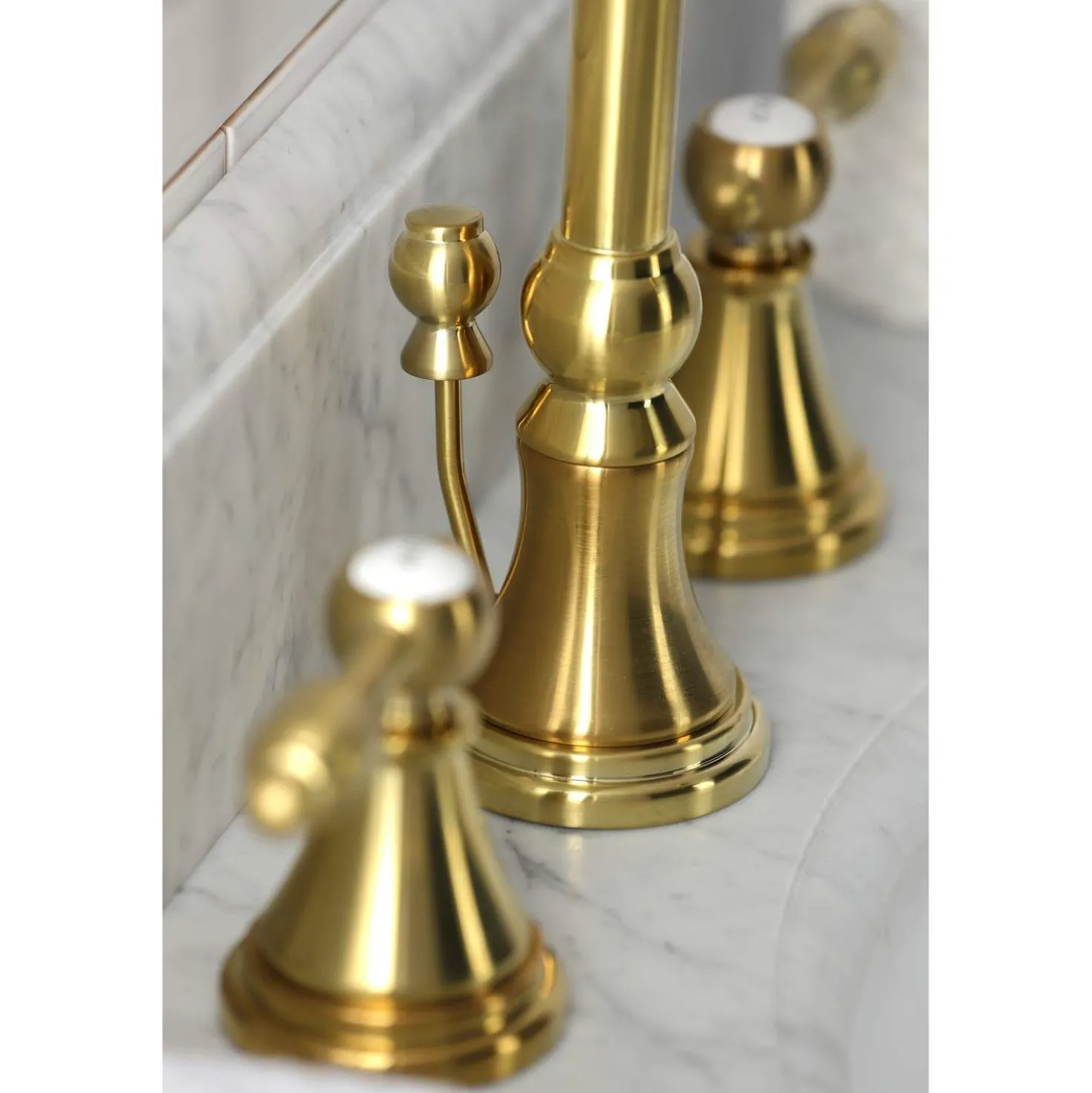 Kingston Brass KS298XTAL-P Tudor Widespread Bathroom Faucet with Brass Pop-Up
