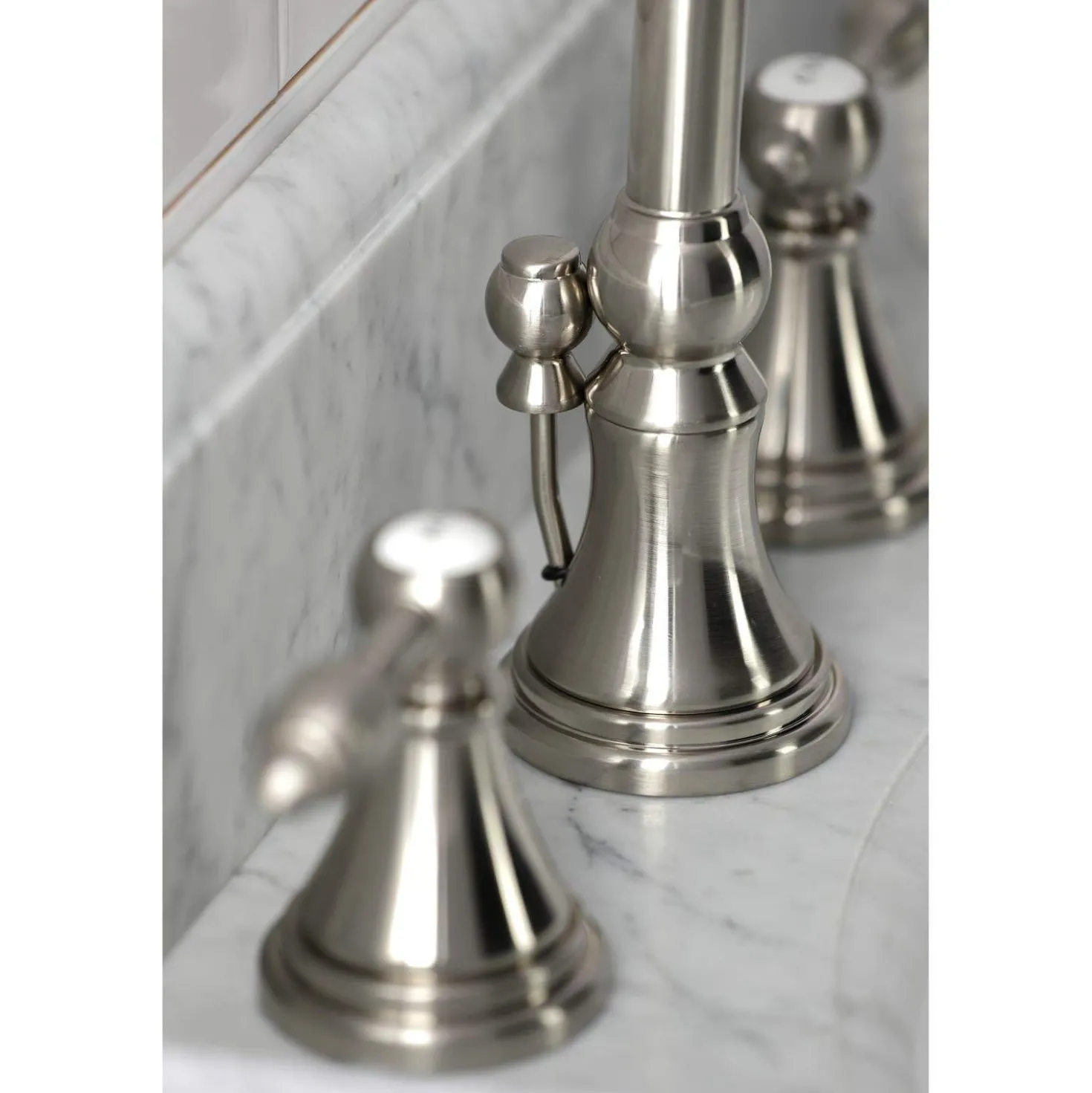 Kingston Brass KS298XTAL-P Tudor Widespread Bathroom Faucet with Brass Pop-Up