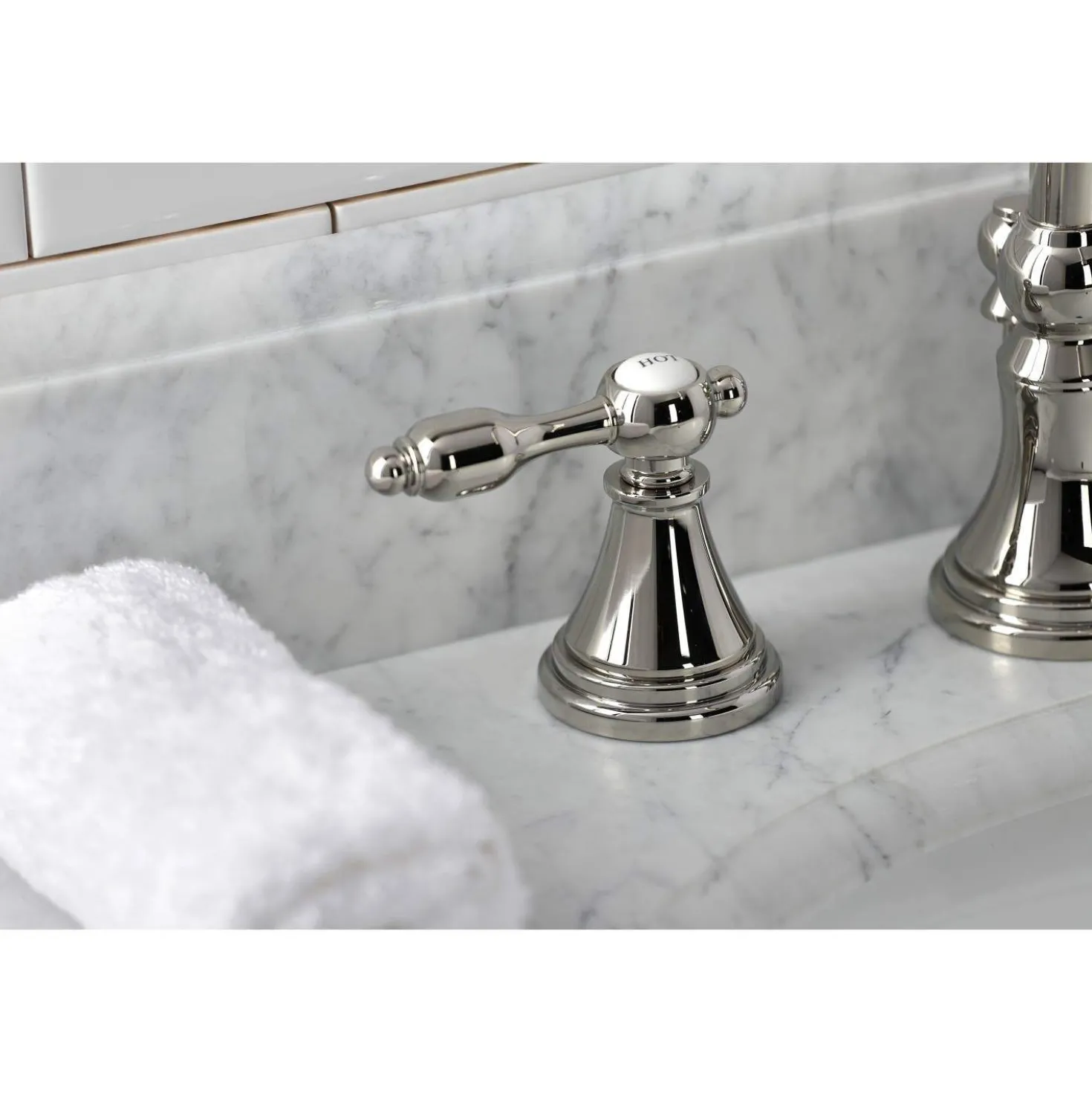 Kingston Brass KS298XTAL-P Tudor Widespread Bathroom Faucet with Brass Pop-Up