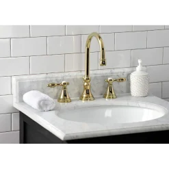 Kingston Brass KS298XTAL-P Tudor Widespread Bathroom Faucet with Brass Pop-Up