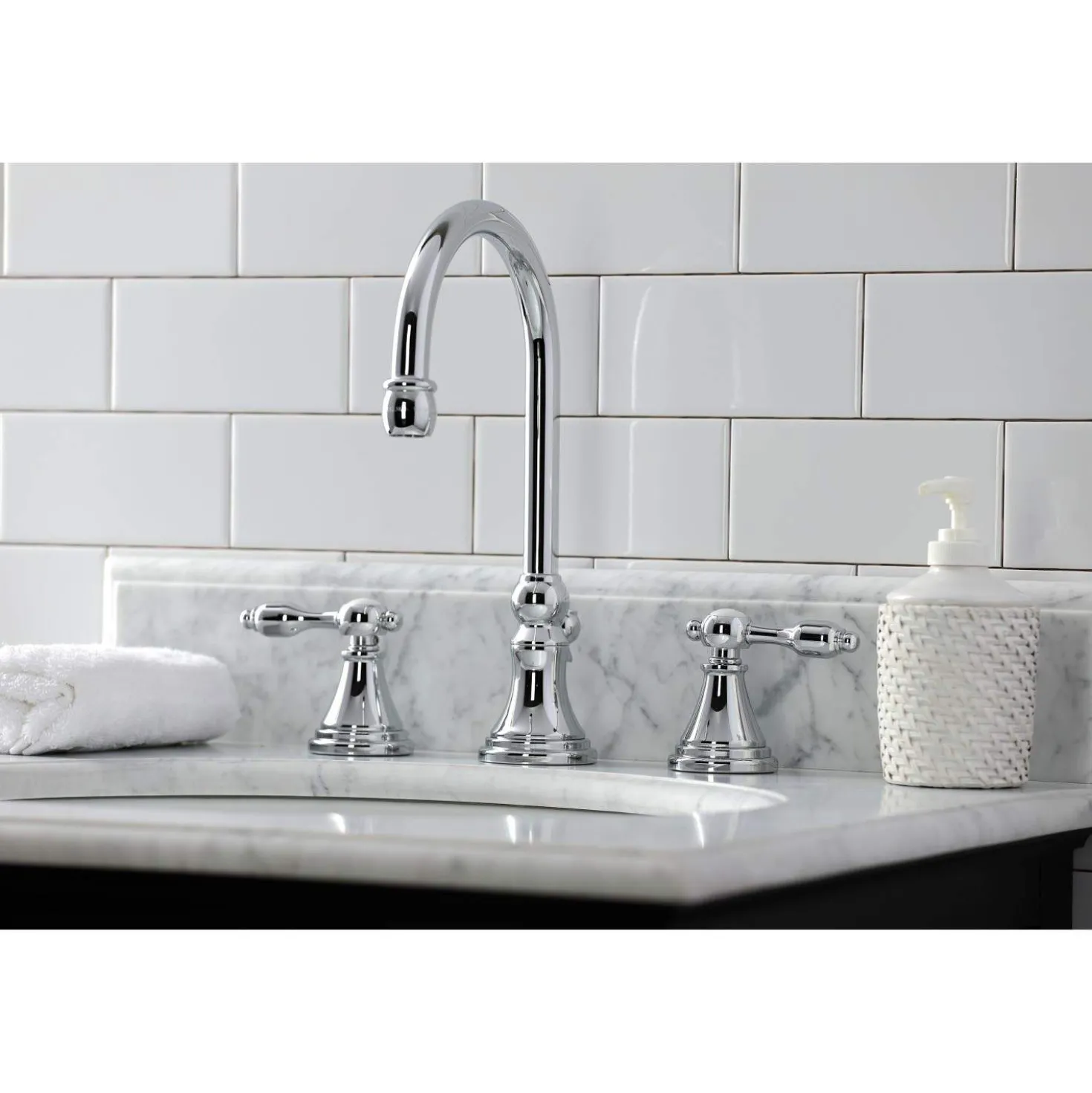 Kingston Brass KS298XTAL-P Tudor Widespread Bathroom Faucet with Brass Pop-Up