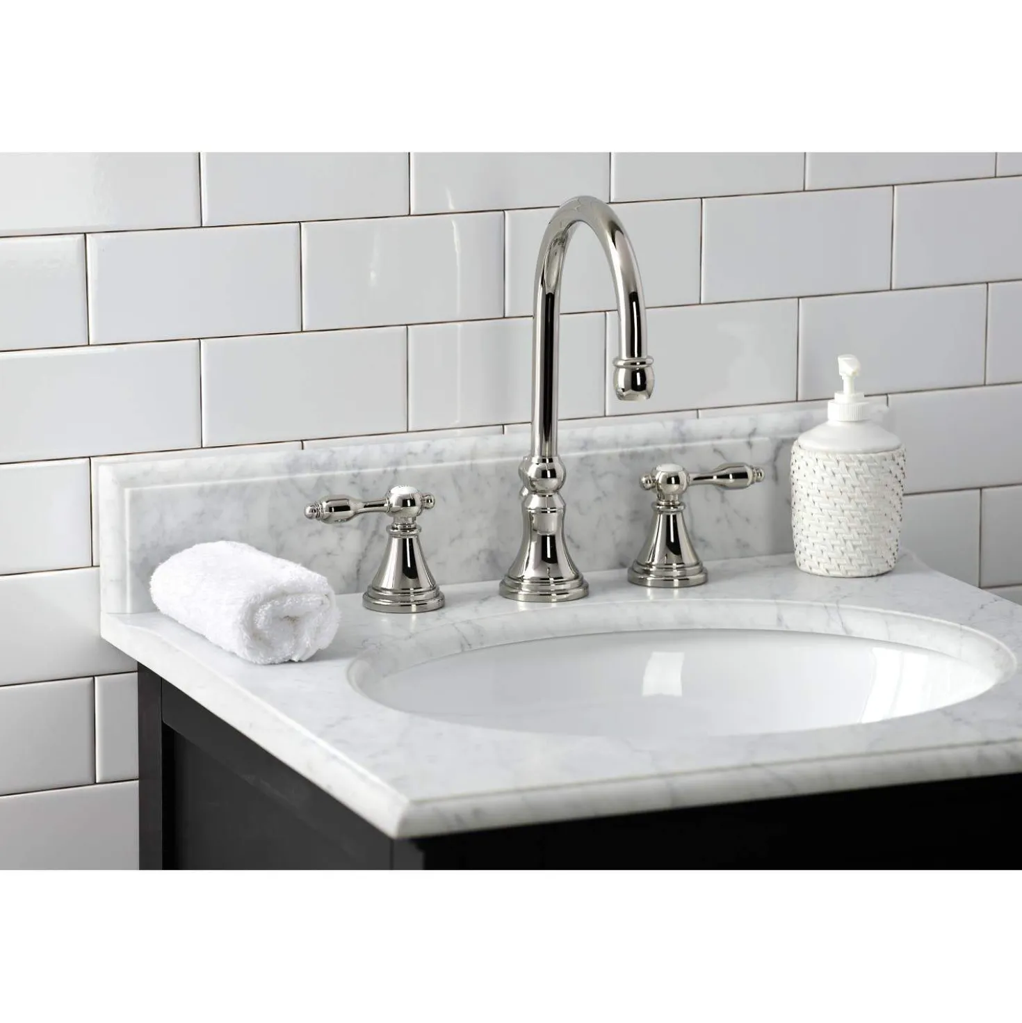 Kingston Brass KS298XTAL-P Tudor Widespread Bathroom Faucet with Brass Pop-Up