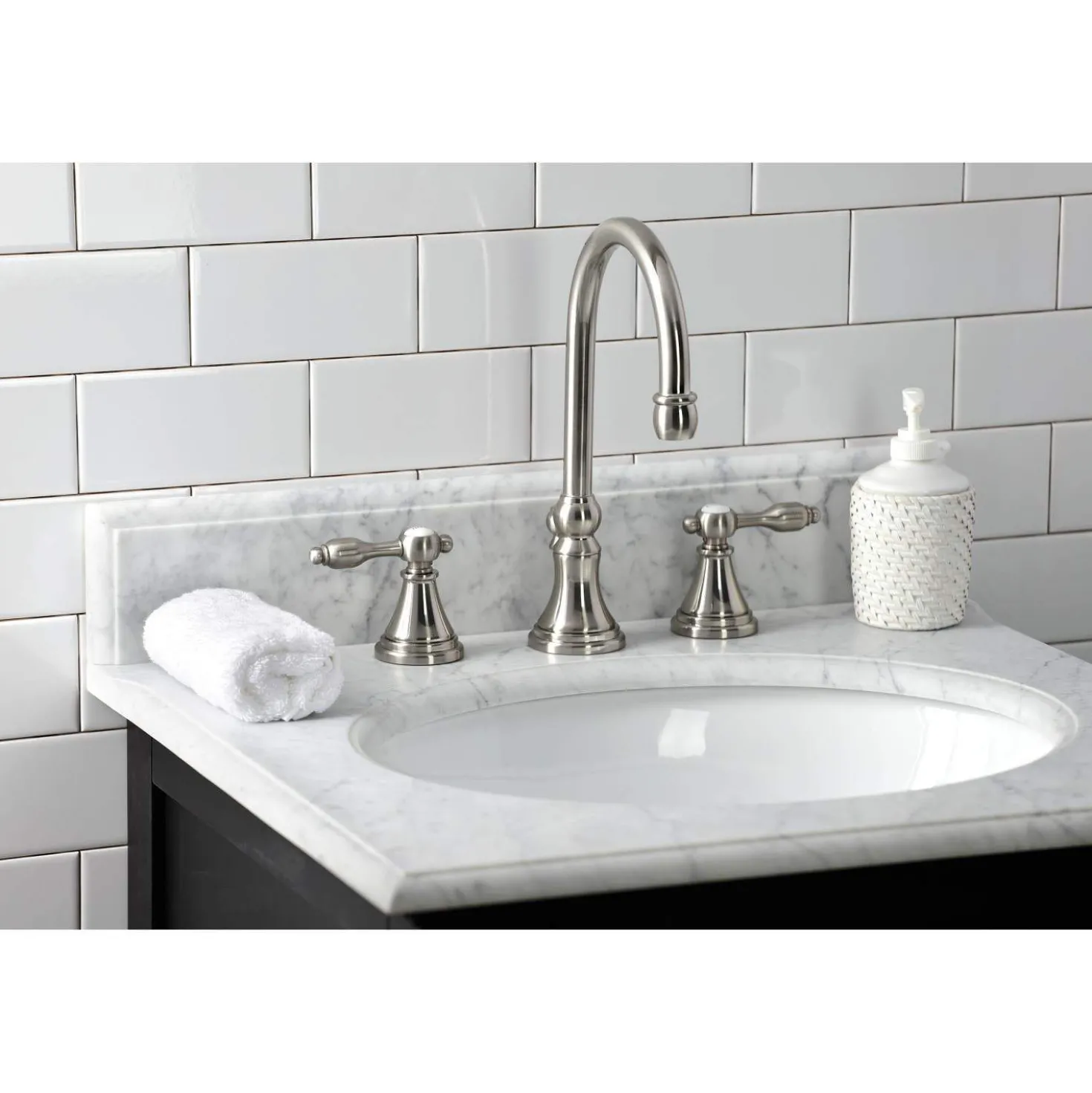 Kingston Brass KS298XTAL-P Tudor Widespread Bathroom Faucet with Brass Pop-Up