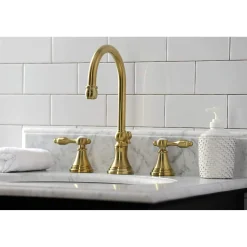 Kingston Brass KS298XTAL-P Tudor Widespread Bathroom Faucet with Brass Pop-Up