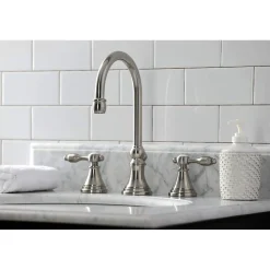 Kingston Brass KS298XTAL-P Tudor Widespread Bathroom Faucet with Brass Pop-Up
